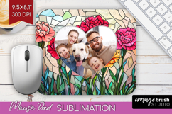 Stained Glass Photo Mouse Pad PNG - Flowers Picture Frame Product Image 1