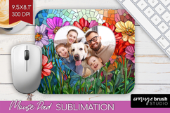 Stained Glass Photo Mouse Pad PNG - Flowers Picture Frame Product Image 1