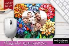 Stained Glass Photo Mouse Pad PNG - Flowers Picture Frame Product Image 1