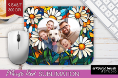 Stained Glass Photo Mouse Pad PNG - Flowers Picture Frame Product Image 1