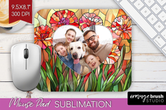 Stained Glass Photo Mouse Pad PNG - Flowers Picture Frame Product Image 1