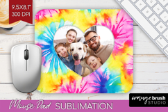 Tie Dye Photo Mouse Pad PNG - Rainbow Picture Frame Mouse Product Image 1