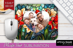 Stained Glass Photo Mouse Pad PNG - Flowers Picture Frame Product Image 1
