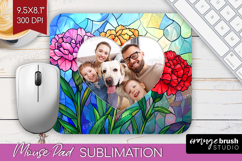 Stained Glass Photo Mouse Pad PNG - Flowers Picture Frame Product Image 1