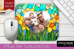 Stained Glass Photo Mouse Pad PNG - Flowers Picture Frame Product Image 1