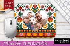 Folk Flowers Photo Mouse Pad PNG - Floral Picture Frame Pad Product Image 1