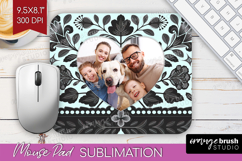 Folk Flowers Photo Mouse Pad PNG - Floral Picture Frame Pad Product Image 1