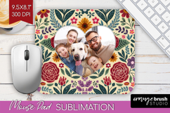 Folk Flowers Photo Mouse Pad PNG - Floral Picture Frame Pad Product Image 1