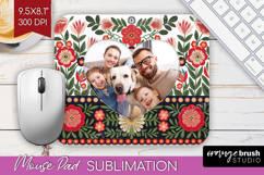 Folk Flowers Photo Mouse Pad PNG - Floral Picture Frame Pad Product Image 1