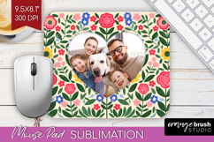 Folk Flowers Photo Mouse Pad PNG - Floral Picture Frame Pad Product Image 1