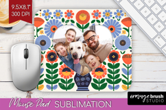 Folk Flowers Photo Mouse Pad PNG - Floral Picture Frame Pad Product Image 1