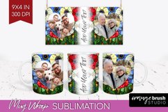 Stained Glass Photo Mug Wrap PNG - Flowers Picture Frame Mug Product Image 1