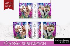 Stained Glass Photo Mug Wrap PNG - Flowers Picture Frame Mug Product Image 1