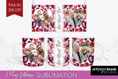 Valentines Day Photo Mug Wrap PNG - Heart Picture Frame Mug Product Image 1