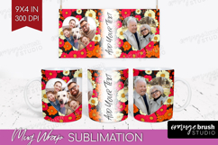 Retro Flowers Photo Mug Wrap PNG - Floral Picture Frame Mug Product Image 1