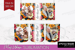 Retro Flowers Photo Mug Wrap PNG - Floral Picture Frame Mug Product Image 1