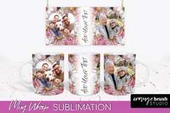 Add Your Photo Mug Wrap -Floral Mug Sublimation Design Product Image 1