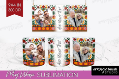 Folk Flowers Photo Mug Wrap PNG - Floral Picture Frame Mug Product Image 1