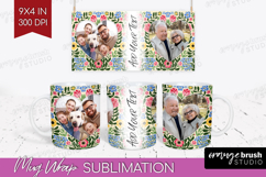 Folk Flowers Photo Mug Wrap PNG - Floral Picture Frame Mug Product Image 1