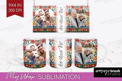Folk Flowers Photo Mug Wrap PNG - Floral Picture Frame Mug Product Image 1