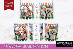Folk Flowers Photo Mug Wrap PNG - Floral Picture Frame Mug Product Image 1