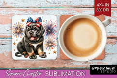 Neapolitan Mastiff Dog Square Coaster Patriotic Dog Coaster Product Image 1