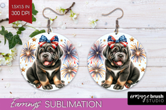 Neapolitan Mastiff Dog Round Earrings Patriotic Dog PNG Product Image 1