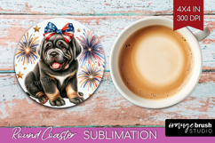 Neapolitan Mastiff Dog Round Coaster Patriotic Dog Coaster Product Image 1