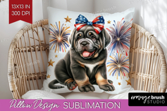 Neapolitan Mastiff Dog Pillow Sublimation Patriotic Dog PNG Product Image 1