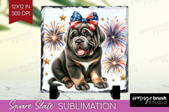 Neapolitan Mastiff Dog Slate PNG Patriotic Dog Square Slate Product Image 1