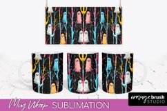 Neon Halloween Mug Wrap - Spooky Mug Sublimation Designs Product Image 1