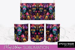Neon Halloween Mug Wrap - Spooky Mug Sublimation Designs Product Image 1
