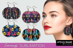 Neon Halloween Earrings - Spooky Round Earring Sublimation Product Image 1