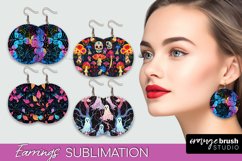 Neon Halloween Earrings - Spooky Round Earring Sublimation Product Image 1