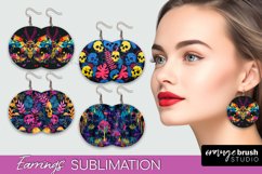 Neon Halloween Earrings - Spooky Round Earring Sublimation Product Image 1