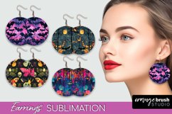 Neon Halloween Earrings - Spooky Round Earring Sublimation Product Image 1