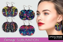 Neon Halloween Earrings - Spooky Round Earring Sublimation Product Image 1