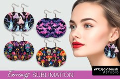 Neon Halloween Earrings - Spooky Round Earring Sublimation Product Image 1