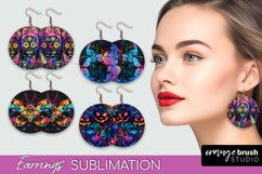 Neon Halloween Earrings - Spooky Round Earring Sublimation Product Image 1