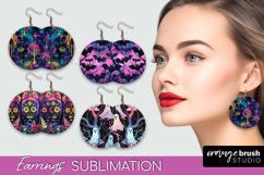 Neon Halloween Earrings - Spooky Round Earring Sublimation Product Image 1