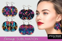 Neon Halloween Earrings - Spooky Round Earring Sublimation Product Image 1