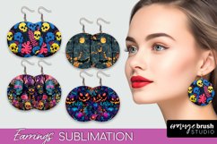 Neon Halloween Earrings - Spooky Round Earring Sublimation Product Image 1