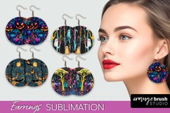 Neon Halloween Earrings - Spooky Round Earring Sublimation Product Image 1