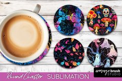 Neon Halloween Coasters - Spooky Round Coaster Sublimation Product Image 1