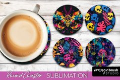 Neon Halloween Coasters - Spooky Round Coaster Sublimation Product Image 1