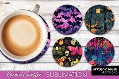 Neon Halloween Coasters - Spooky Round Coaster Sublimation Product Image 1