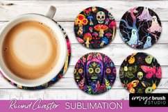 Neon Halloween Coasters - Spooky Round Coaster Sublimation Product Image 1
