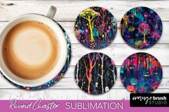 Neon Halloween Coasters - Spooky Round Coaster Sublimation Product Image 1