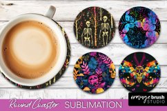 Neon Halloween Coasters - Spooky Round Coaster Sublimation Product Image 1