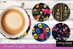 Neon Halloween Coasters - Spooky Round Coaster Sublimation Product Image 1